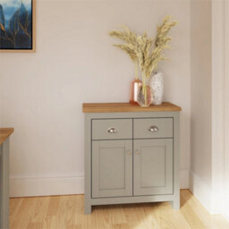 2 Doors 2 Drawer Sideboard Unit Storage Cabinet Compact Cupboard Grey Oak
