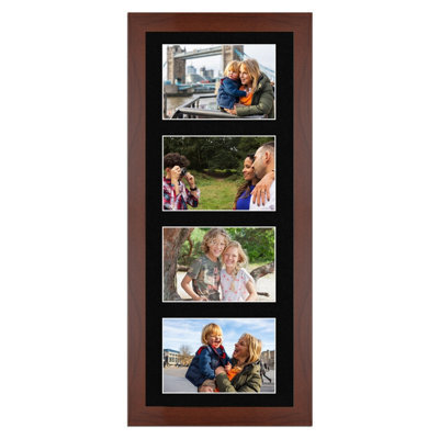AK Frames 50X20Cm Rose Wood Modern Multi Photo Frame With Black Mount - Holds 4 Apertures (4X) 6X4 Photos - image 1
