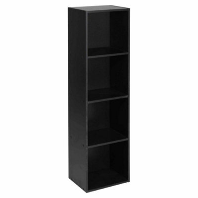 Urbn-Living Urbnliving Height 106Cm 4 Shelf Wooden Bookcase Shelving Colour Black Display Storage Shelf Unit Shelves - image 1