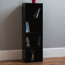 Urbn-Living Urbnliving Height 106Cm 4 Shelf Wooden Bookcase Shelving Colour Black Display Storage Shelf Unit Shelves - thumbnail 2