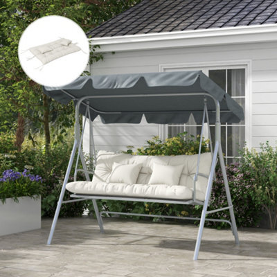 Outsunny Outdoor Back And Seat Cushion With Pillows, No Swing, White - image 1