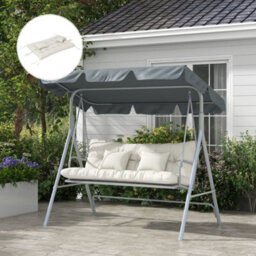 Outsunny Outdoor Back And Seat Cushion With Pillows, No Swing, White - thumbnail 1