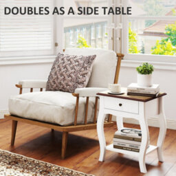 Wyld Haus Rifipa Set Of 2 French-Style Bedside Tables With Drawer And Open Shelf, White And Oak-Effect. - thumbnail 7