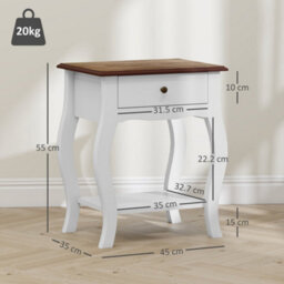 Wyld Haus Rifipa Set Of 2 French-Style Bedside Tables With Drawer And Open Shelf, White And Oak-Effect. - thumbnail 4