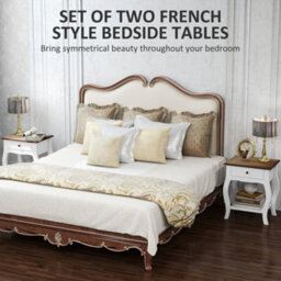 Wyld Haus Rifipa Set Of 2 French-Style Bedside Tables With Drawer And Open Shelf, White And Oak-Effect. - thumbnail 5
