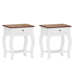 Wyld Haus Rifipa Set Of 2 French-Style Bedside Tables With Drawer And Open Shelf, White And Oak-Effect. - thumbnail 2