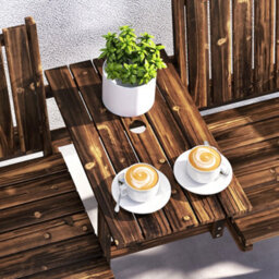 Outsunny 2-Seater Wooden Garden Bench With Armrest, Carbonised Finish - thumbnail 8