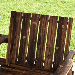 Outsunny 2-Seater Wooden Garden Bench With Armrest, Carbonised Finish - thumbnail 9