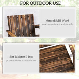 Outsunny 2-Seater Wooden Garden Bench With Armrest, Carbonised Finish - thumbnail 7