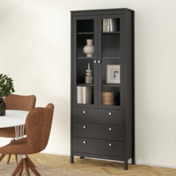 Furniture To Go Madrid China Cabinet 2 Doors W/glass + 3 Drawers In Matt Black - thumbnail 8