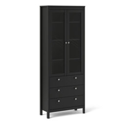 Furniture To Go Madrid China Cabinet 2 Doors W/glass + 3 Drawers In Matt Black