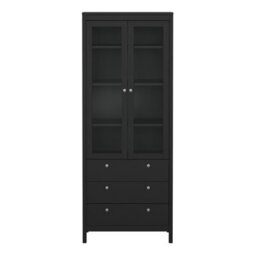 Furniture To Go Madrid China Cabinet 2 Doors W/glass + 3 Drawers In Matt Black - thumbnail 3