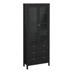 Furniture To Go Madrid China Cabinet 2 Doors W/glass + 3 Drawers In Matt Black - thumbnail 2