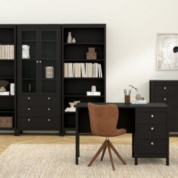 Furniture To Go Madrid China Cabinet 2 Doors W/glass + 3 Drawers In Matt Black - thumbnail 7