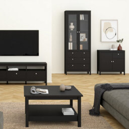 Furniture To Go Madrid China Cabinet 2 Doors W/glass + 3 Drawers In Matt Black - thumbnail 6