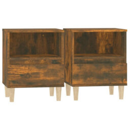 Berkfield Elegant Bedside Cabinets 2 Pcs Smoked Oak 40X35X50 Cm - thumbnail 1