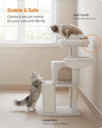 Ledrem Small Cat Tree, Cat Tower With Widened Perch For Large Cats Indoor, Kittens, Scratching Posts And Ramp - thumbnail 6