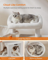 Ledrem Small Cat Tree, Cat Tower With Widened Perch For Large Cats Indoor, Kittens, Scratching Posts And Ramp - thumbnail 4