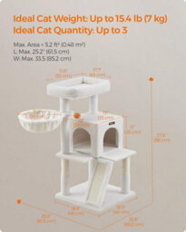 Ledrem Small Cat Tree, Cat Tower With Widened Perch For Large Cats Indoor, Kittens, Scratching Posts And Ramp - thumbnail 2
