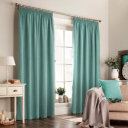 furn. Furn Harrison Herringbone Weave Pencil Pleat Curtain Pair Marine Blue (W)229Cm X (D)229Cm