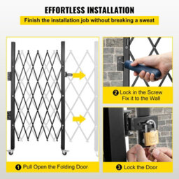 "Vevor Single Folding Security Gate, 48"" H X 66"" W Folding Door Gate, Steel Accordion Security Gate, Scissor Gate" - thumbnail 6
