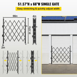 "Vevor Single Folding Security Gate, 48"" H X 66"" W Folding Door Gate, Steel Accordion Security Gate, Scissor Gate" - thumbnail 3