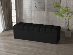 Leo Black Velvet Ottoman Bench - thumbnail 3