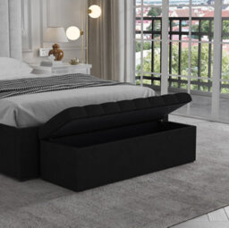 Leo Black Velvet Ottoman Bench - thumbnail 2