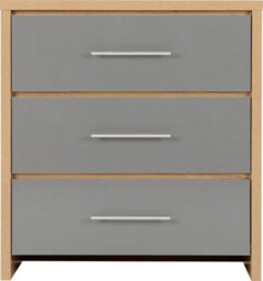 Seconique Seville 3 Drawer Chest Oak And Grey Sheen Finish - thumbnail 3