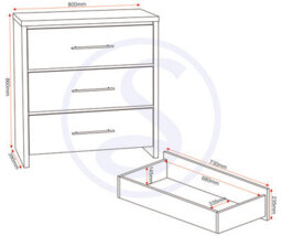 Seconique Seville 3 Drawer Chest Oak And Grey Sheen Finish - thumbnail 9