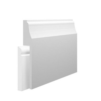 Skirting World Wave 1 Mdf Skirting Board Cover - 220mm X 25mm X 4200mm, Primed (Pack Of 2)