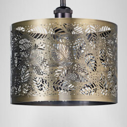 Happy Homewares Contemporary Antique Brass Metal Pendant Light Shade With Fern Leaf Decoration - thumbnail 7