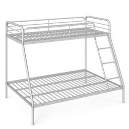 Gainoom 198 X 141 X 160Cm Silver Metal Bunk Bed With Ladder Wsafety Guardrail - thumbnail 1