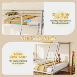Gainoom 198 X 141 X 160Cm Silver Metal Bunk Bed With Ladder Wsafety Guardrail - thumbnail 3