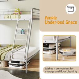 Gainoom 198 X 141 X 160Cm Silver Metal Bunk Bed With Ladder Wsafety Guardrail - thumbnail 5