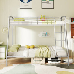 Gainoom 198 X 141 X 160Cm Silver Metal Bunk Bed With Ladder Wsafety Guardrail - thumbnail 7