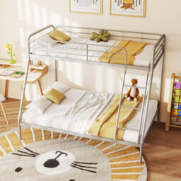 Gainoom 198 X 141 X 160Cm Silver Metal Bunk Bed With Ladder Wsafety Guardrail - thumbnail 8