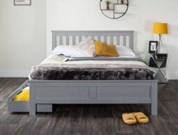 Furniturebox Uk Azure Grey Wooden Solid Pine Quality Double Bed Frame (Double Bed Frame Only) - Includes 2 Drawers - thumbnail 3