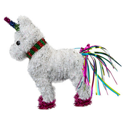 Christmas Decoration Tinsel Unicorn X 1 25Cm X 22Cm White Unicorn 25Cm - image 1