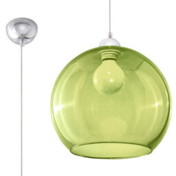Sollux Lighting Ball Glass & Steel Green 1 Light Classic Pendant Ceiling Light - thumbnail 3