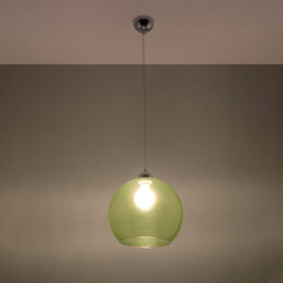 Sollux Lighting Ball Glass & Steel Green 1 Light Classic Pendant Ceiling Light - thumbnail 2