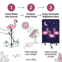 Set Of 3 Flamingo Led Solar Garden Lights, Outdoor Solar Powered Stake Lights For Garden, Lawn, Patio And Pathway - thumbnail 3