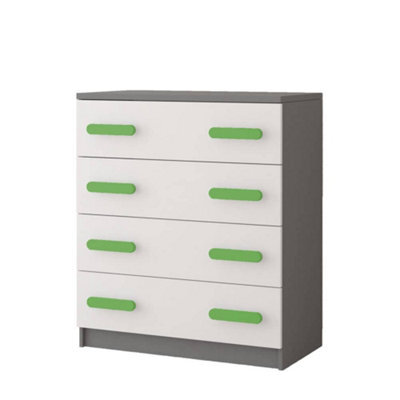 Arte Vibrant White And Grey Chest Of Drawers H930mm W800mm D400mm - Lime Handles For Energetic Kids' Rooms - image 1