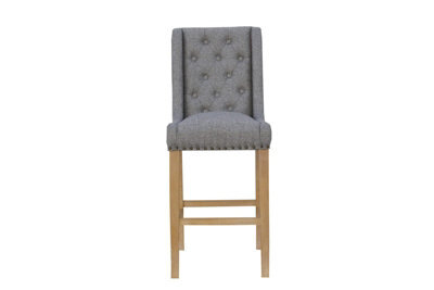 Kmore Light Grey Button Back Stool With Studs - image 1