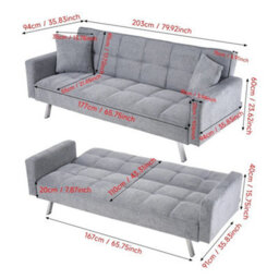 2 Seater Pull Out Sofa Bed Position Adjustable Folding Guest Bed Living Room - thumbnail 2