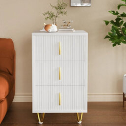 3 Drawers Cabinet Bedside Table Bedroom Furniture Storage Nightstand Shelf - thumbnail 1