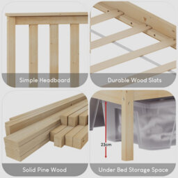 Lassic Vida Designs Milan Pine 5Ft King Size Wooden Bed Frame - High Foot End - thumbnail 5