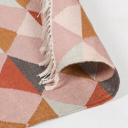 Aletris Pink Geometric Durable Rug With Off White Fringe 170X120Cm - thumbnail 4