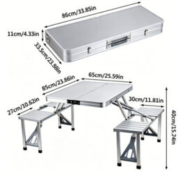 Gr8 Garden Aluminium Folding Camping Picnic Table & 4 Chairs Set Portable Outdoor Garden Bench For Camping Bbq Picnic & Patio - thumbnail 8