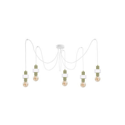 Luminosa Lighting Luminosa Unica Cluster Pendant Ceiling Light White, Gold, 5X E27